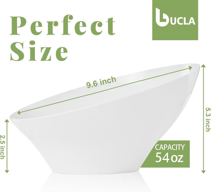 bUCLA 54 OZ Clear Plastic Serving Bowls (12 Pack) - Angled Serving Bowls Disposable for Chip&Candy - Party Table Salad and Fruit