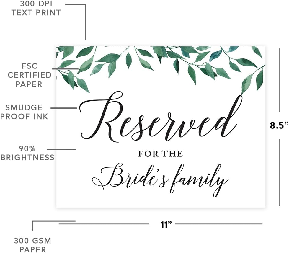 Andaz Press Wedding Party Signs, Natural Greenery Green Leaves, 8.5x11-inch, Bridal Shower Scavenger Hunt, 1-Pack - Colors D