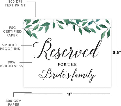 Andaz Press Wedding Party Signs, Natural Greenery Green Leaves, 8.5x11-inch, Bridal Shower Scavenger Hunt, 1-Pack - Colors D