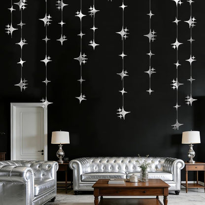 Glitter Gold Four-Angle Star Paper Garland Banner Décor 40 Feet Gold Twinkle Star Hanging Bunting Banner Backdrop for Wedding Baby Shower Birthday Graduation Disco Party Decorations