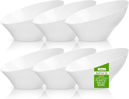 Liacere 54 OZ Clear Plastic Serving Bowls - 16PCS Angled Serving Bowls - Disposable Bowl for Candy Chip - Party Table Salad and Fruit，Can be Used Weddings and Gatherings＆ New Year