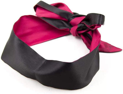 2Pcs Satin Eye Mask Sleep Mask, Adjustable Blindfold Soft Satin Eye Covers Gift for Travel, Nap, Meditation,157cm/62inch (Black+Pink)