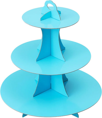 Soleebee 3-Tier Round Cupcake Stand, Cardboard Cupcake Tower, Dessert Cup Cake Stand Tower for Birthday Wedding Party Decoration, Cupcake Tier Stand 1 Set (Hot Pink)