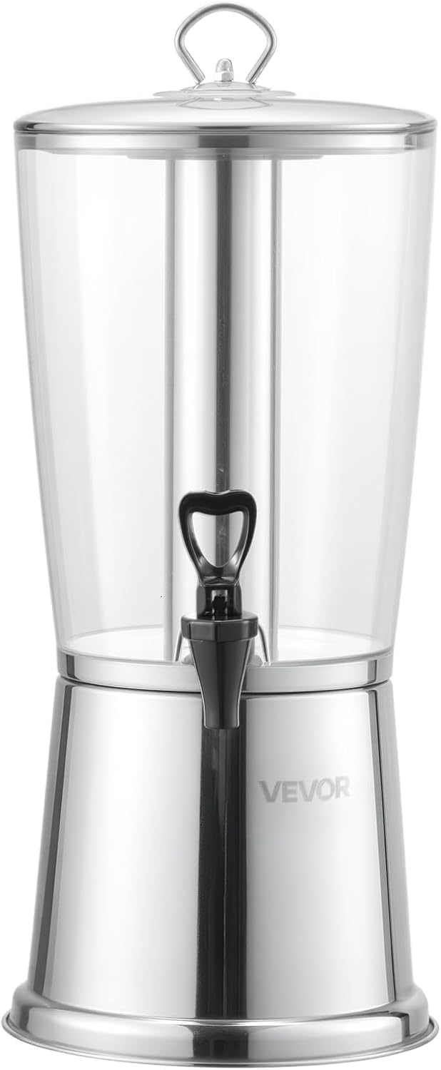 VEVOR Beverage Dispenser, 2.1 Gallon x 2 Drink Dispenser for Parties, Stainless Steel + Plastic Juice Dispensers with Spigot Ice Chamber Tray, Iced Tea Lemonade Dispensers, for Restaurants, Hotels