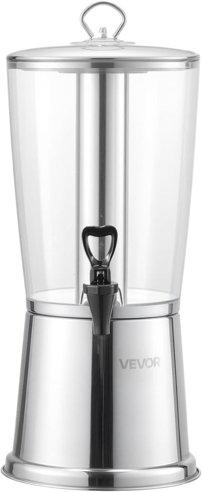 VEVOR Beverage Dispenser, 2.1 Gallon x 2 Drink Dispenser for Parties, Stainless Steel + Plastic Juice Dispensers with Spigot Ice Chamber Tray, Iced Tea Lemonade Dispensers, for Restaurants, Hotels