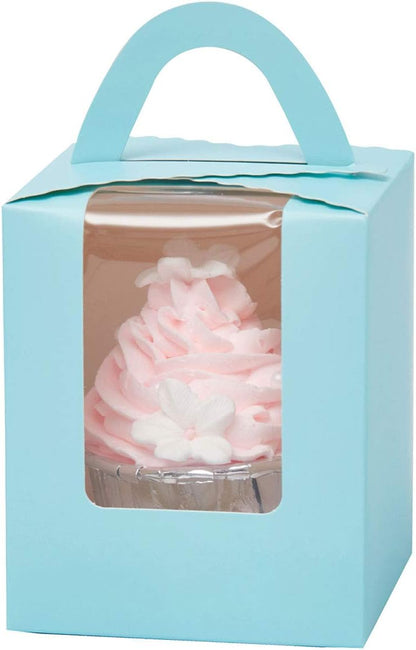 qiqee 60pcs Cupcake Boxes Individual Disposable White Single Box with Window 3.6 * 3.6 * 4.3inch Cupcake Containers/Holders
