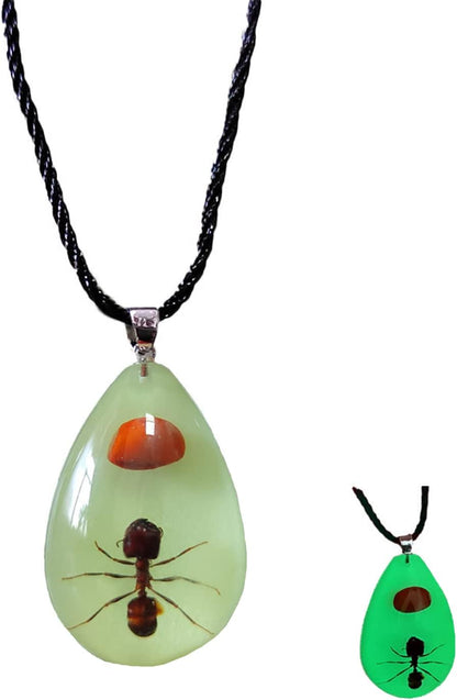 Glow in the Dark Necklace Black Scorpion Amber Resin Adjustable Necklace Pendent with Insect Sample Inside Birthday Gift for Lover Friends