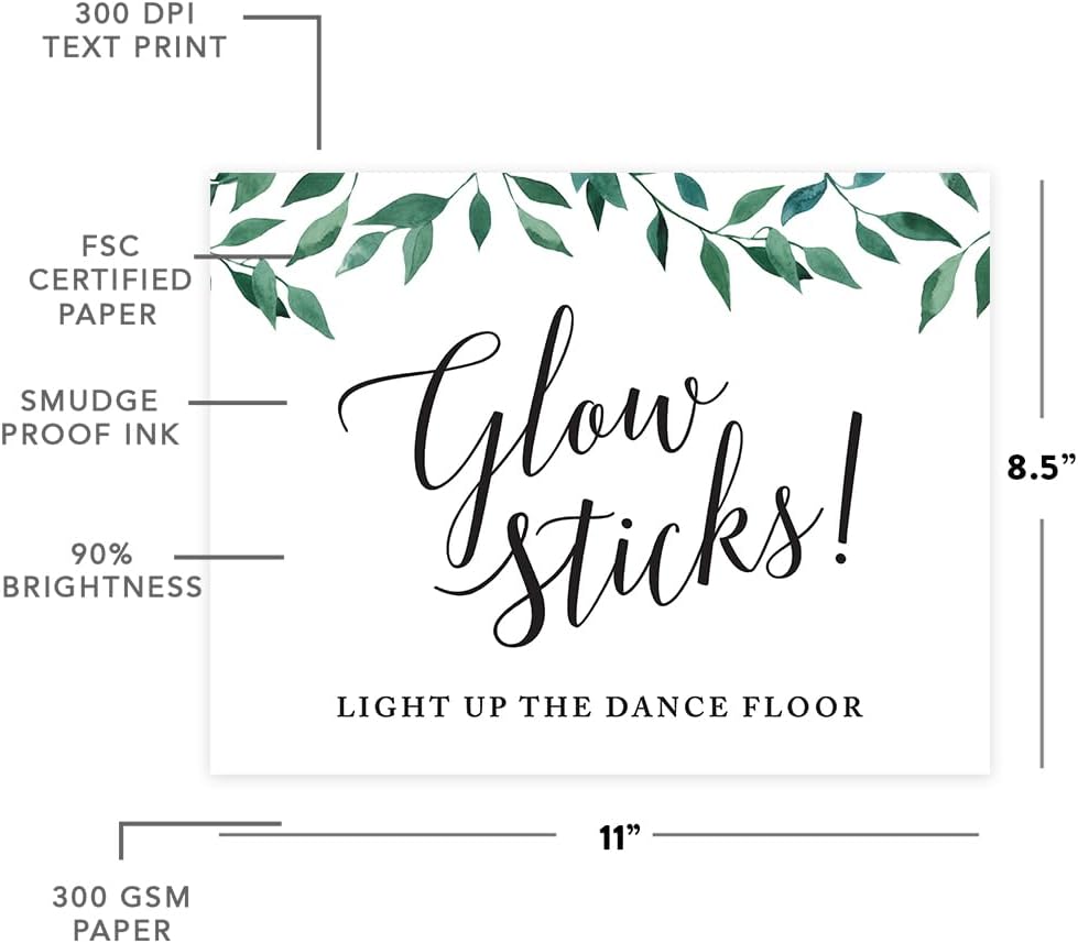 Andaz Press Wedding Party Signs, Natural Greenery Green Leaves, 8.5x11-inch, Bridal Shower Scavenger Hunt, 1-Pack - Colors D