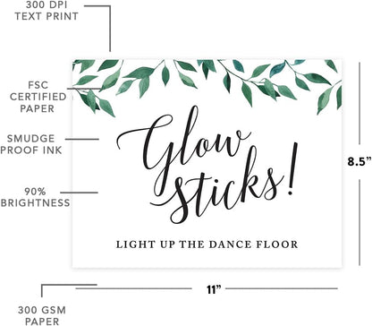 Andaz Press Wedding Party Signs, Natural Greenery Green Leaves, 8.5x11-inch, Bridal Shower Scavenger Hunt, 1-Pack - Colors D