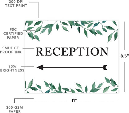 Andaz Press Wedding Party Signs, Natural Greenery Green Leaves, 8.5x11-inch, Bridal Shower Scavenger Hunt, 1-Pack - Colors D