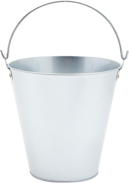 Juvale Metal Bucket - 6-Pack, 100 oz, 7 in Dia x 7.2 in H, Silver - Galvanized Buckets with Handles for Ice Tub & Beverage Tub