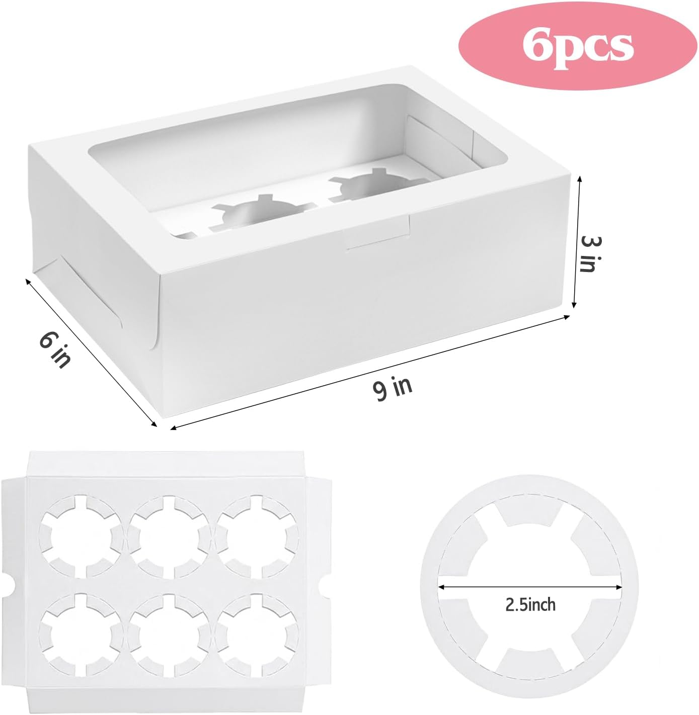 TOMNK 20pcs Cupcake Boxes, Cupcake Boxes 12 Count, 13x10x3.5 Inch White Containers Bakery Holders with Windows and Inserts to Fit Muffins, Cookies