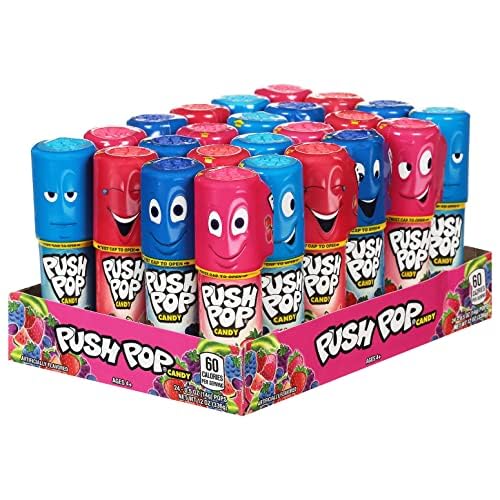 Push Pop Lollipops, Hard Candy Variety Pack, 10 Count Lollipops Individually Wrapped in Fruity Flavors, Full Size, Fun Candy For Pinatas, Birthdays, Party Favors & Gifts for Kids