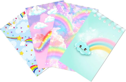24 Pcs Mini Rainbow Notepads Rainbow Spiral Pocket Notebook Fun Coil Mini Notepad Birthday Party Supplies 8 Styles Office Products Decoration