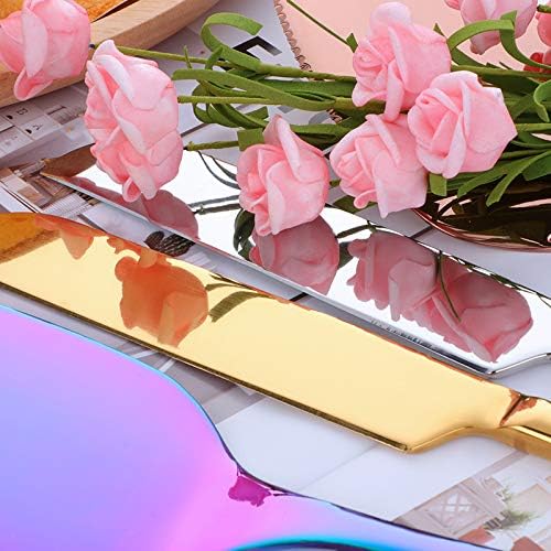 Wedding Cake Knife Server Set, 304 Stainless Steel Spatula Baking Tool Cake Shovel Butter Knives For Pie/Pizza/Cheese (Gold)