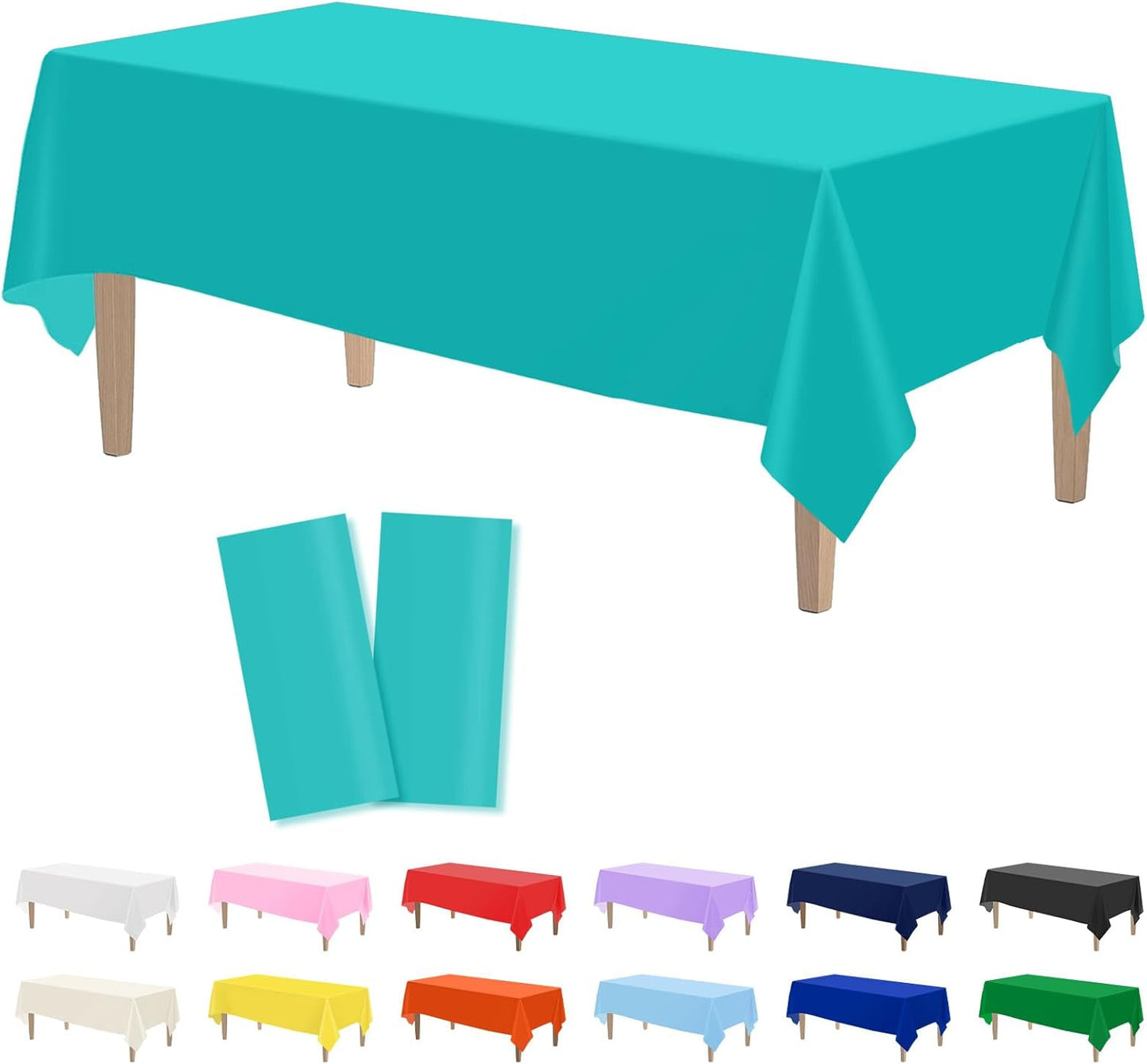 Kopokita 2PCS Black Plastic Tablecloths 54 x 108 Inch, Disposable Table Cloths Rectangle Party Table Covers