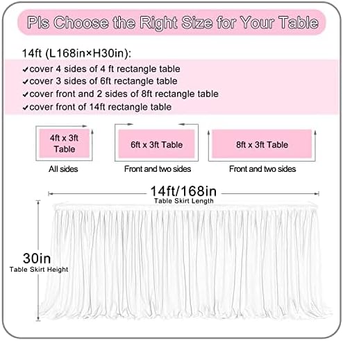 72inch Champagne Gold Tulle Table Skirts for Rectangle Round Tables, Gold Grim Ruffle Tulle Tutu Cloth Table Skirt 6ft for Wedding Birthday Party Cake Dessert Decor(No Top Cover)