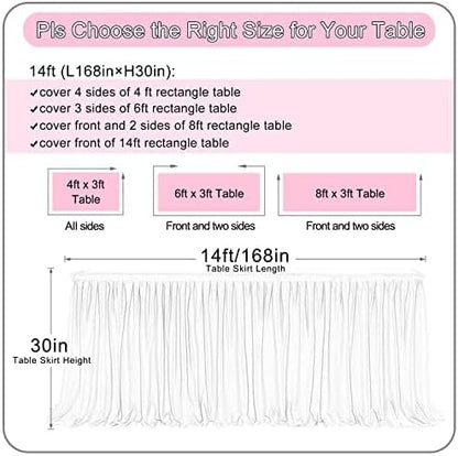72inch Champagne Gold Tulle Table Skirts for Rectangle Round Tables, Gold Grim Ruffle Tulle Tutu Cloth Table Skirt 6ft for Wedding Birthday Party Cake Dessert Decor(No Top Cover)
