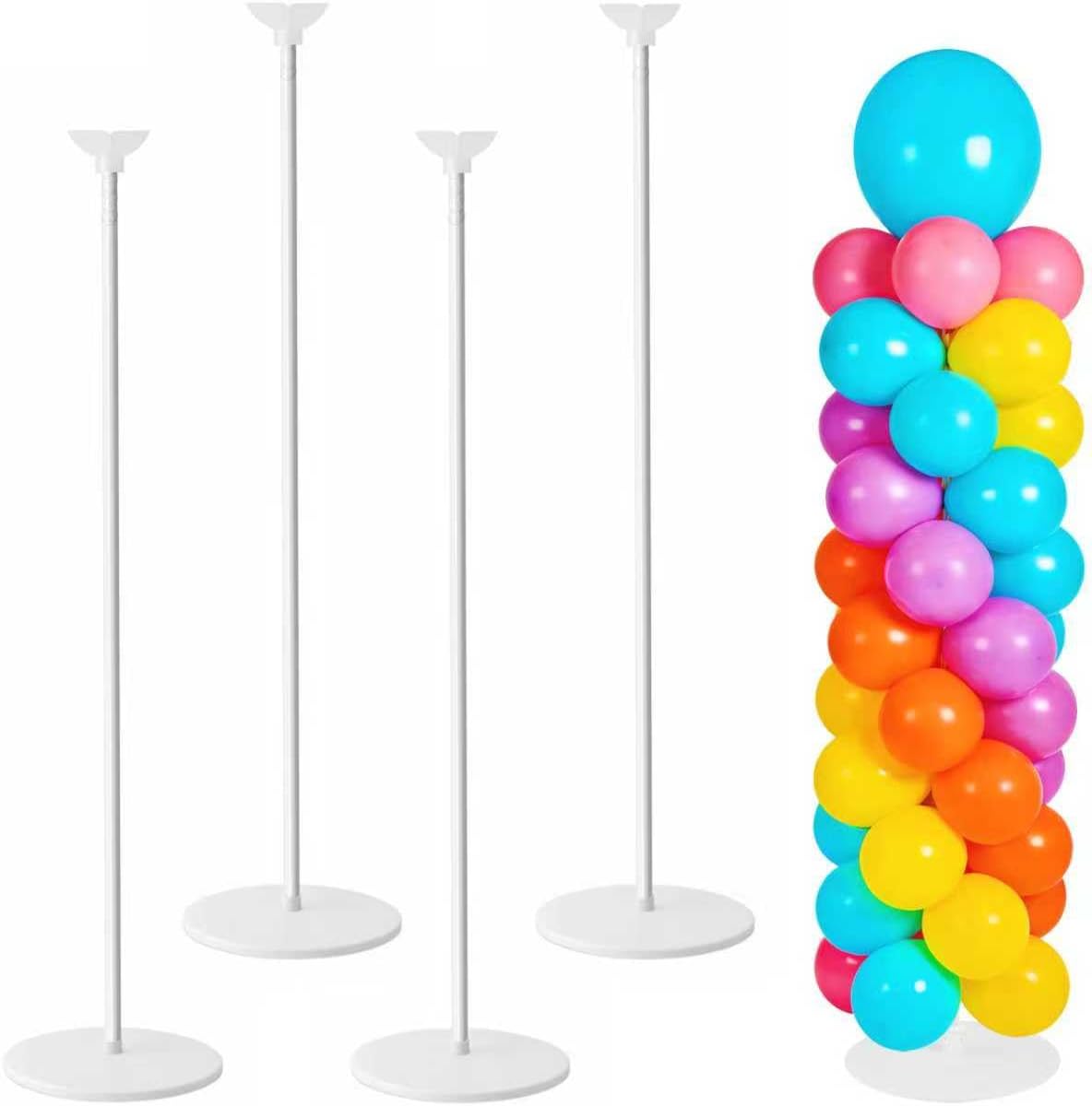 Balloon Stand Kit Set of 2, 7FT Metal Balloon Pillars Stand with Base, Reusable Balloon Columns for Birthday, Wedding, Baby Shower, Graduation Party Decorations
