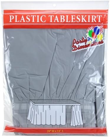 Party Dimensions Plastic Table Skirt, 29-Inches by 14-Feet - White - 6 Pack