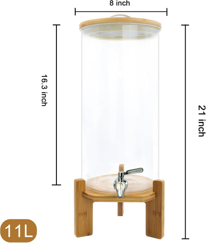 3.6 Gallon Drink dispenser,Glass Water Dispenser with Stand,Glass Beverage Dispenser with Spigot - Large Drink Dispensers for Parties,Bars,Restaurants