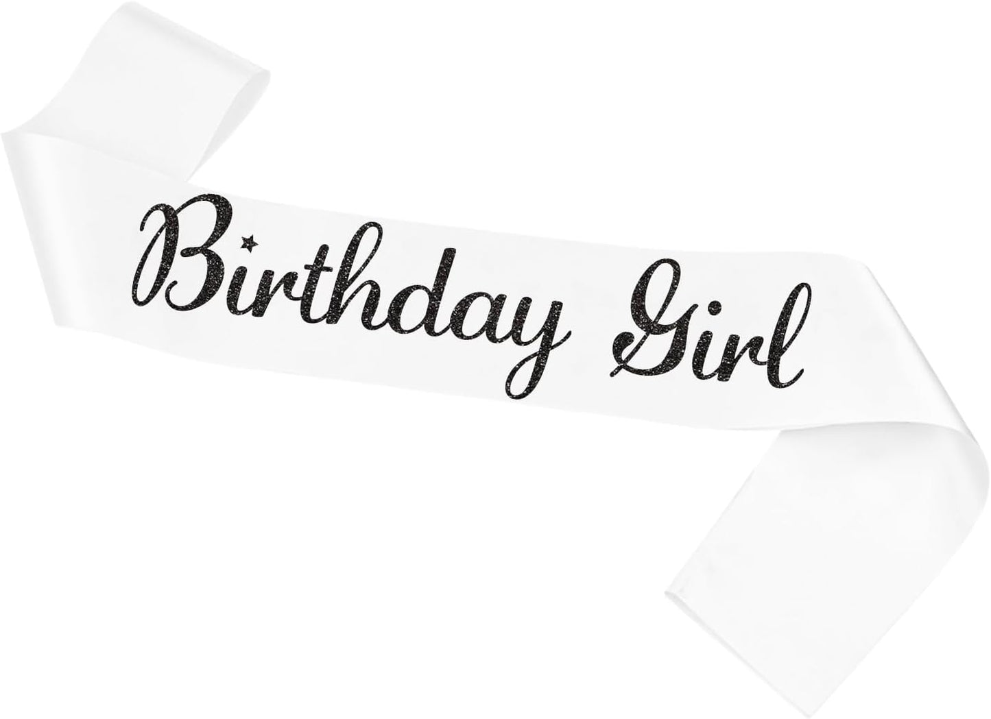 Birthday Girl Sash, White Silver Sash for Women and Girls, Birthday Party Decorations, Satin Material, One Size Fits Most