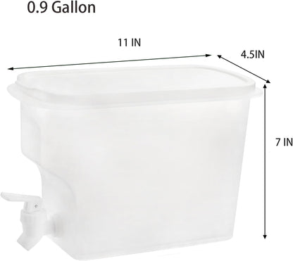 Jucoan 2 Pack 0.9 Gallon Fridge Beverage Drink Dispenser with Leak-proof Spigot, Plastic Cold Drink Juice Beverage Dispenser Jug for Party Drink, Juice, Iced Tea, Lemonade, Cold Brew
