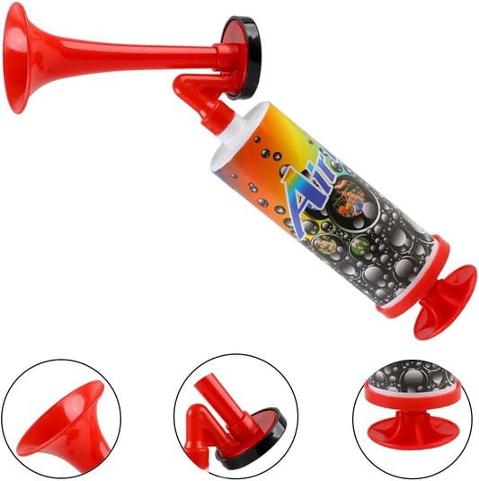 2 Pack Loud Air Horn, Mini Air Horn Noisemakers Toys Handheld Pump Air Horn Loud Safety Horn for Sporting Events, Birthday Party, Football Match, Celebrations, Boats(Red)