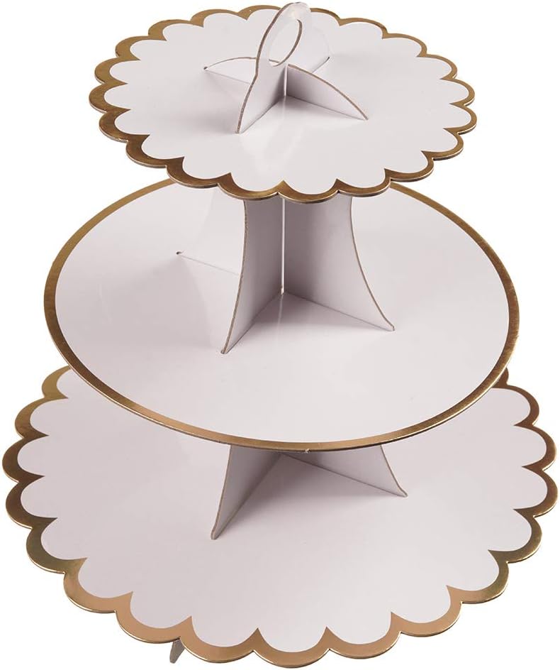 YLDW Cupcake Stand, 3-Tier Cupcake Stand Display, Cardboard Cup Cake Tower Stand, Disposable Dessert Stand for Birthday Tea Party Baby Shower Treat Decorations, Pink