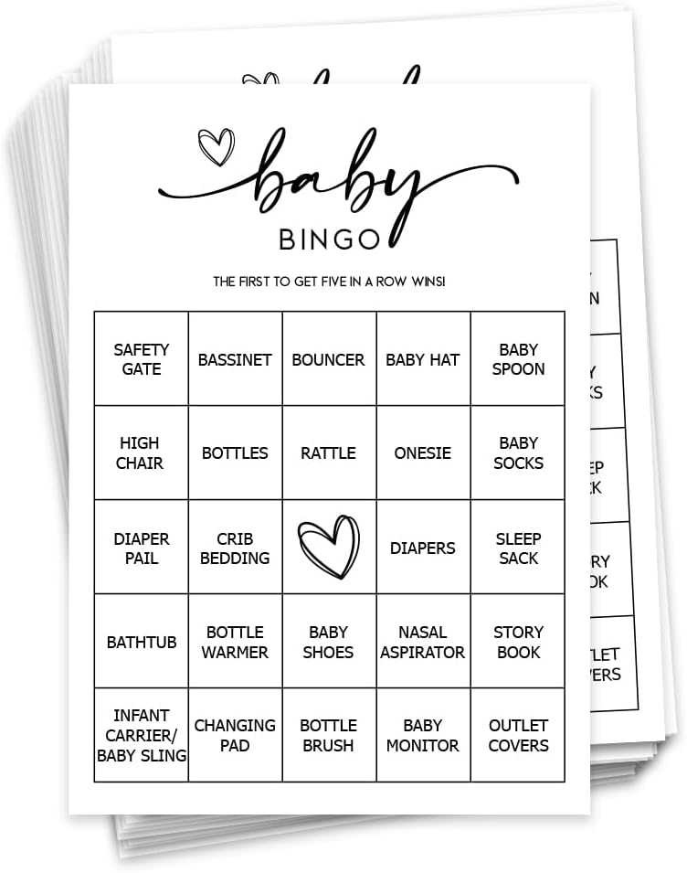 All Ewired Up Baby Bingo Game (50 Unique Cards) Pre-Filled Fun Baby Shower Game Activity, Preforated Calling Cards, Gender Neutral Boy or Girl, Minimalist
