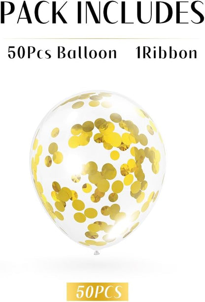 Gold Confetti Balloons, 50 Pcs 12 Inch, Glitter Gold Confetti Party Balloons, Party Decorations, Birthday Wedding Baby Shower Party Balloons Decorations