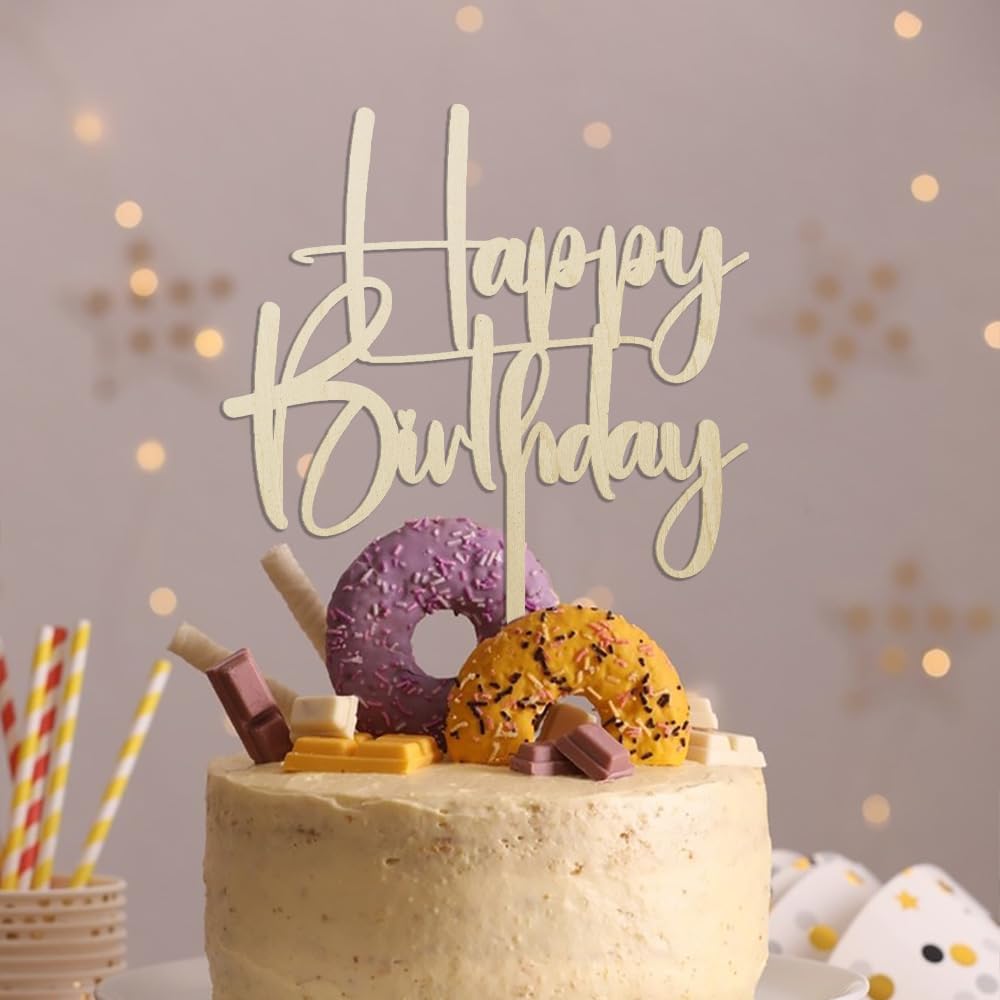 Happy Birthday Cake Topper,black Glitter Cake Pick Bunting Decor for Anniversary Birthday Party Cake Decorations Supplies