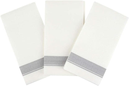 Rectangle Cloth-Like White Napkins with Gold Border, 50 Pack Fancy Paper Napkins, 22" x 22" Disposable Dinner Napkins - Decorative For Parties, Weddings, Dinners, Upscale Parties & Events