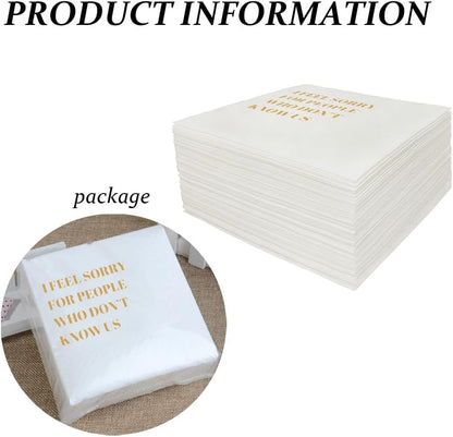 Funny Cocktail Napkins 100Pcs Funny Quotes Saying Disposable Paper Party Napkins 4.5 x 4.5 Two-ply (I Feel Sorry For People Who Don’t Know Us Napkins)