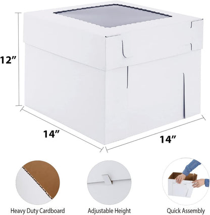 Tall Cake Boxes for Tier Cakes,3 Sizes 6 Pack 8x8x10,10x10x12 and 12x12x12Inch,Sturdy White Tall Cake Box Shipping in 8 10 12 Inch 2 3 Tier for Wedding Layer Tiered Cakes