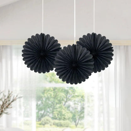 Sunflower Yellow Hanging Tissue Paper Fans - 6'', 3 Count - Perfect for Parties & Home Decor