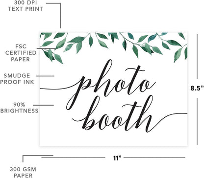 Andaz Press Wedding Party Signs, Natural Greenery Green Leaves, 8.5x11-inch, Bridal Shower Scavenger Hunt, 1-Pack - Colors D
