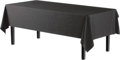 12-Pack Premium Plastic Tablecloth 54in. x 108in. Rectangle Table Cover - Dark Blue - Colors B