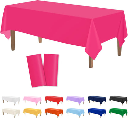 Kopokita 2PCS Black Plastic Tablecloths 54 x 108 Inch, Disposable Table Cloths Rectangle Party Table Covers