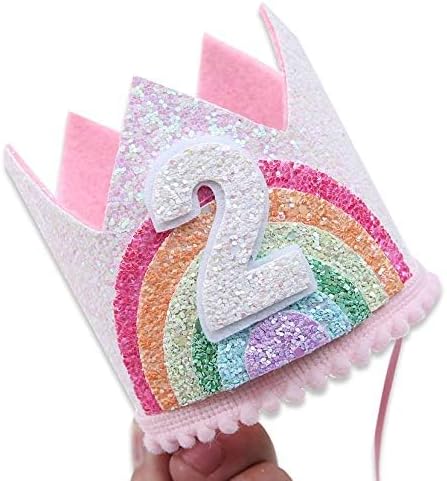 Birthday Rainbow Girl Crown, Birthday Hat for Event Party Supplies,Photo Props