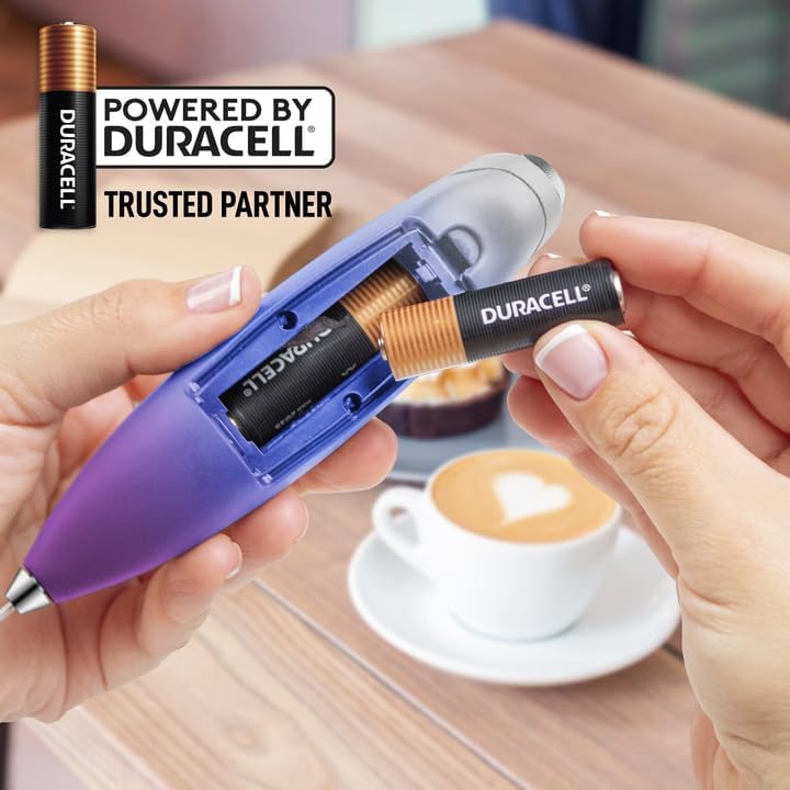 Zulay Kitchen Powerful Milk Frother Wand With Duracell Batteries - Ultra Fast Handheld Drink Mixer - Electric Whisk Foam Maker for Coffee, Lattes, Cappuccino & Matcha - Z1 Motor - Black - Colors B