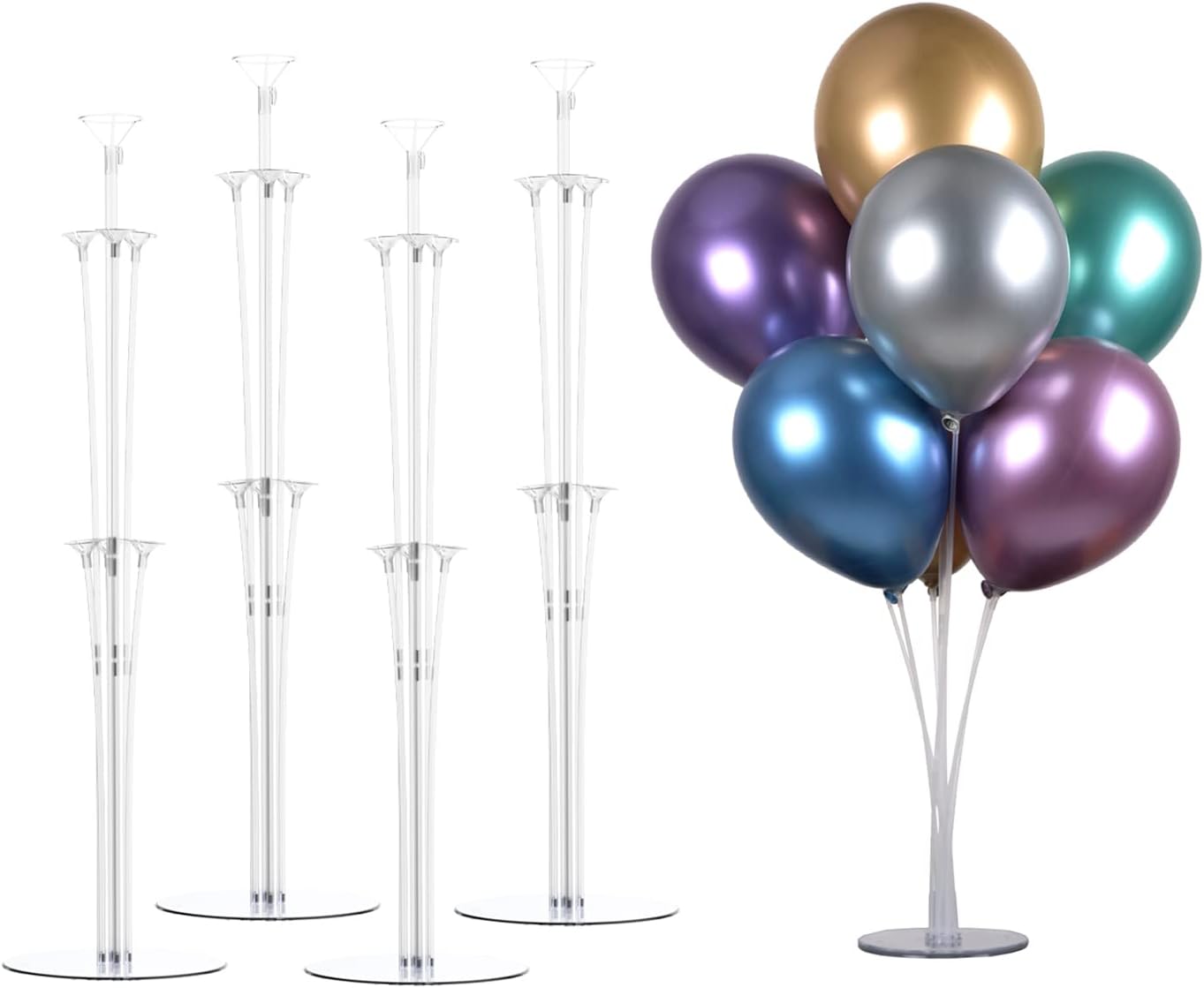 LANGXUN 28" Height Table Balloon Stand Kit for Birthday Party Wedding Decorations, Balloons Arch Kit for Graduation Party and Christmas Balloon Decorations (8 Pack)