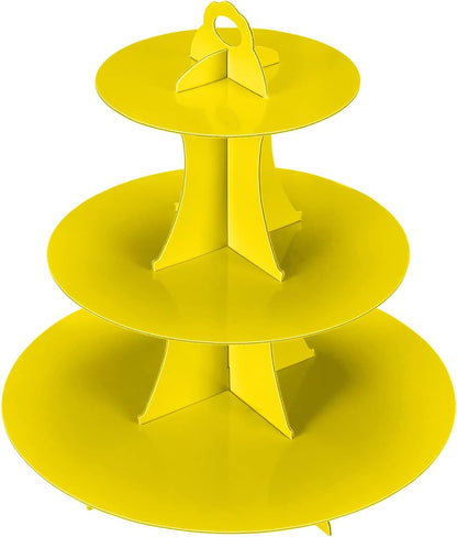 YLDW Cupcake Stand, 3-Tier Cupcake Stand Display, Cardboard Cup Cake Tower Stand, Disposable Dessert Stand for Birthday Tea Party Baby Shower Treat Decorations, Pink
