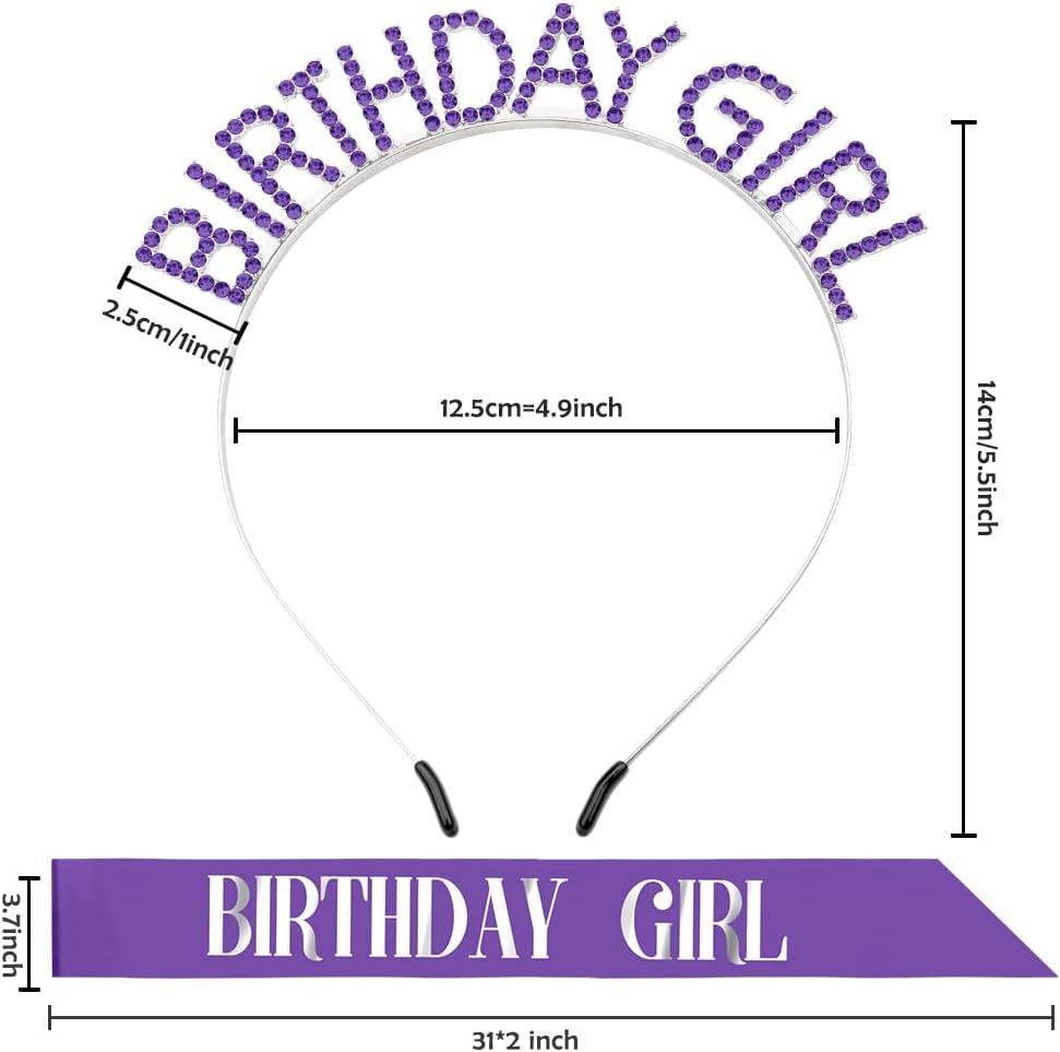 Birthday Sash & Crown for Women - Tiara Headband, Girls' Decorations Accessories