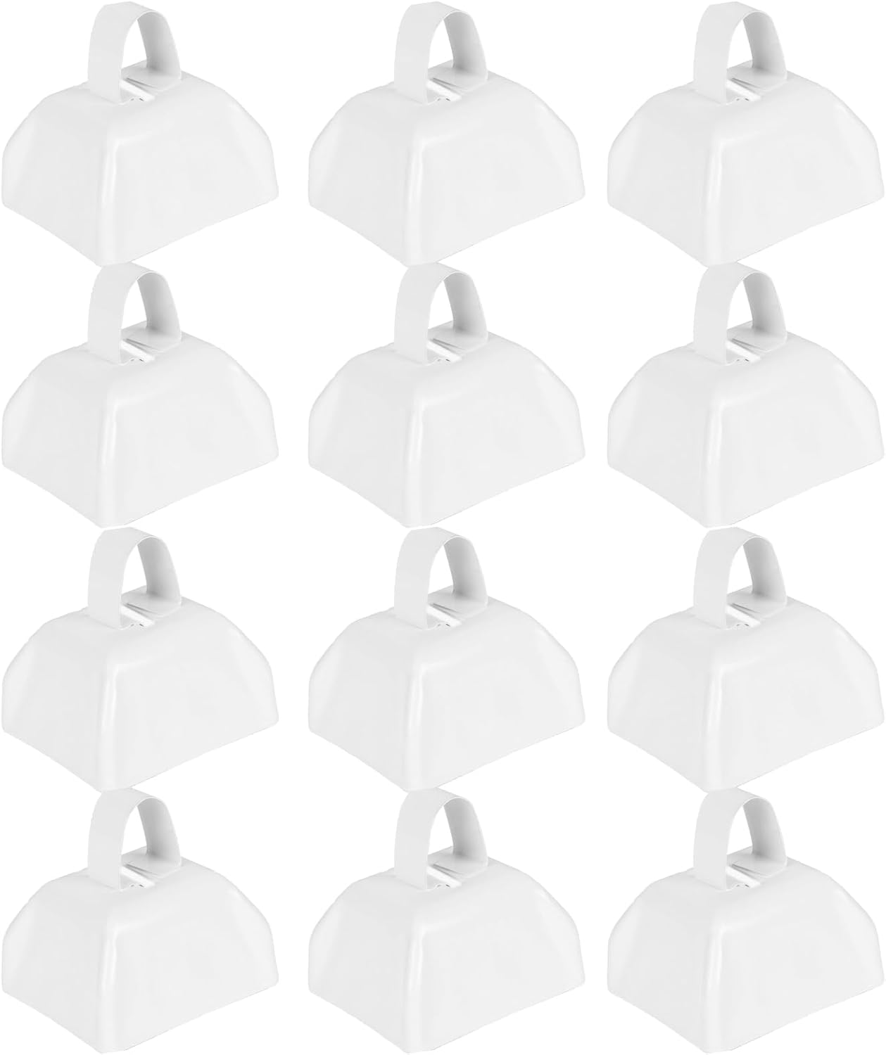 Cow Bells Noise Makers Red Cheering Bell for Sporting Events: 12 Pcs Metal Cowbells with Handle - Small Loud Bell Bulk Hand Percussion for Football Games Graduation Weddings-Red