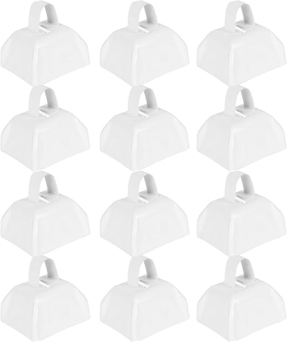 Cow Bells Noise Makers Red Cheering Bell for Sporting Events: 12 Pcs Metal Cowbells with Handle - Small Loud Bell Bulk Hand Percussion for Football Games Graduation Weddings-Red