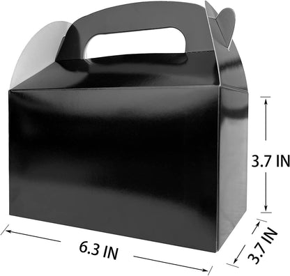 HKLMRO 35 PCS Party Treat Boxes Black Candy Cookies GiftBox DIY Portable Favor Bags Snack Goodie Cardboard Gable Perfect for Kids Birthday Halloween Wedding Baby Shower Easter Supplies Decoration