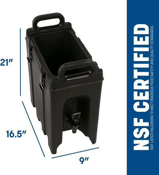 Carlisle FoodService Products Cateraide Insulated Beverage Dispenser with Handles for Catering, Events, Kitchens, And Restaurants, Plastic, 2.5 Gallons, Black
