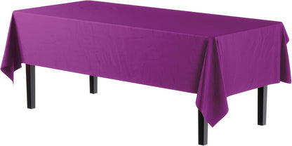 12-Pack Premium Plastic Tablecloth 54in. x 108in. Rectangle Table Cover - Dark Blue - Colors B