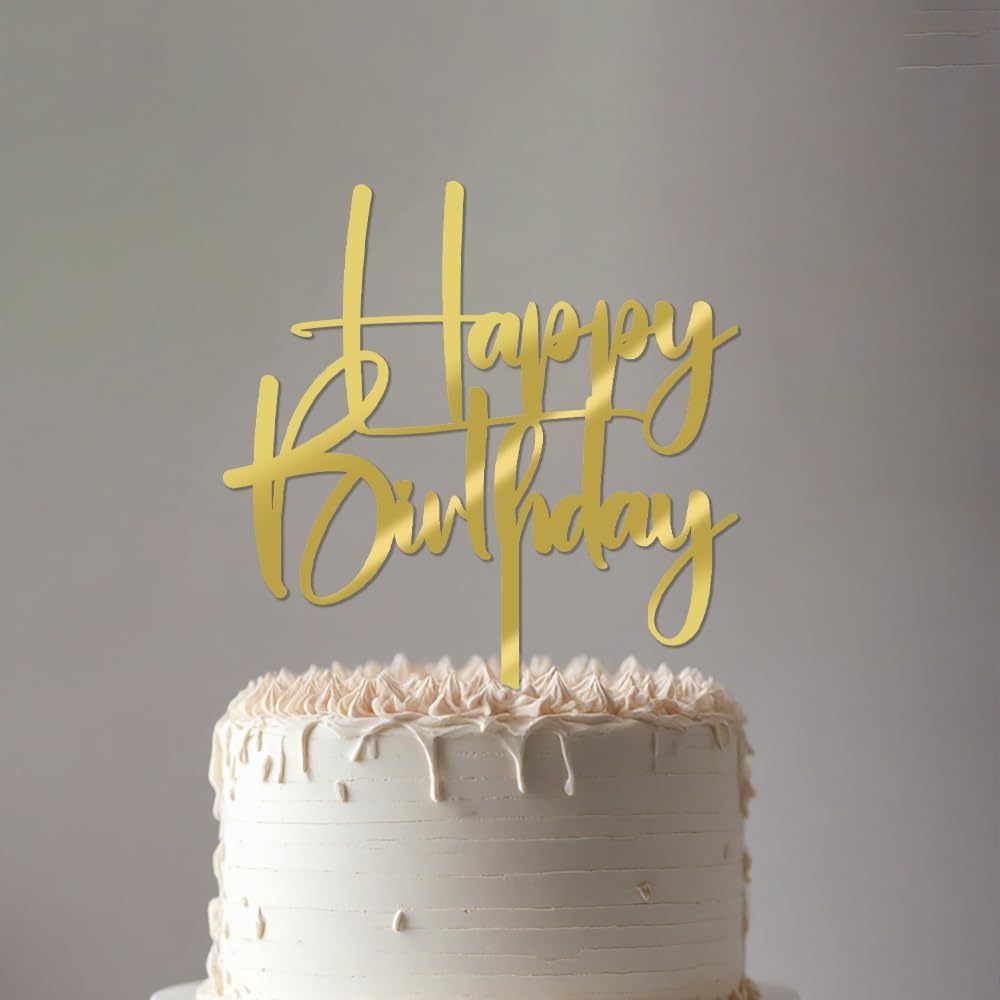 Happy Birthday Cake Topper,black Glitter Cake Pick Bunting Decor for Anniversary Birthday Party Cake Decorations Supplies